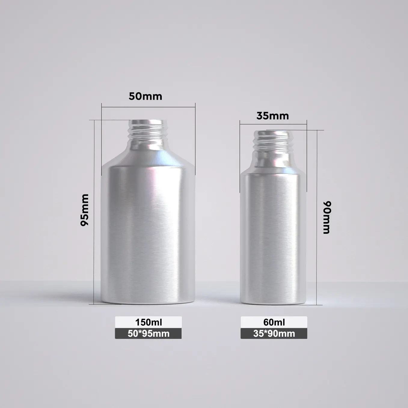 Silver aluminum bottle