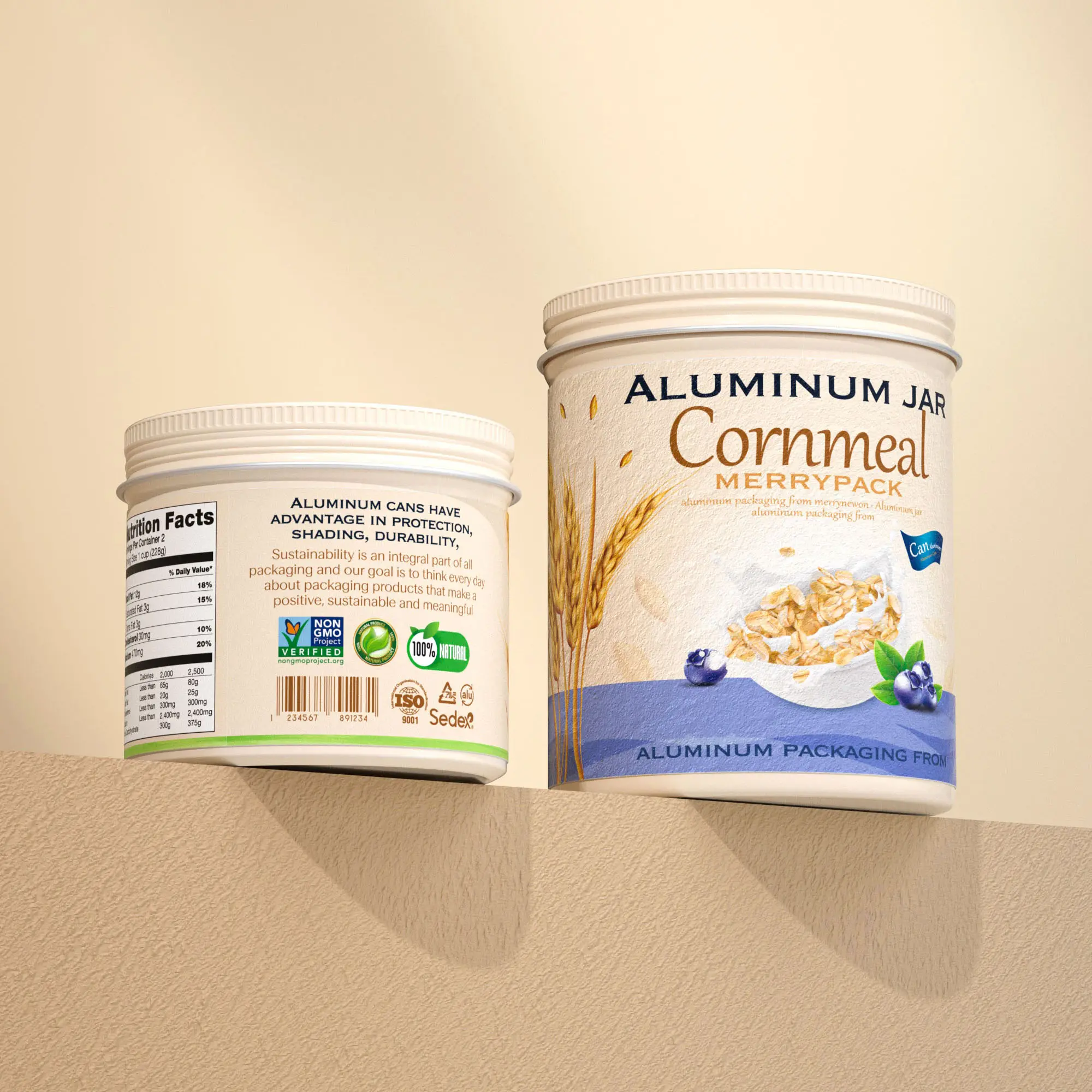 Aluminum grain storage containers for grain nuts