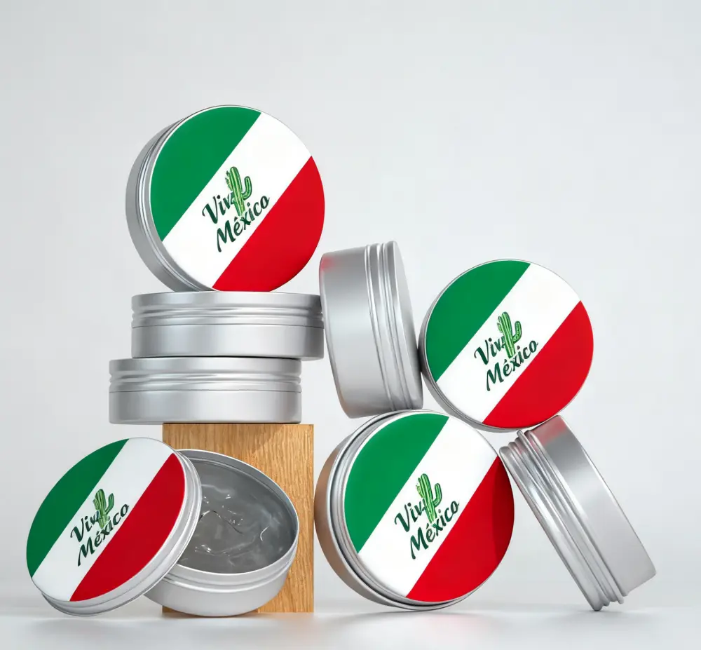 MERRYNEWON’s Mexican Independence Day Hair Wax Aluminum Jars: Flag Hues for Festive Looks
