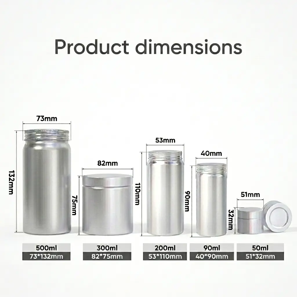 the size of aluminum pill jar  