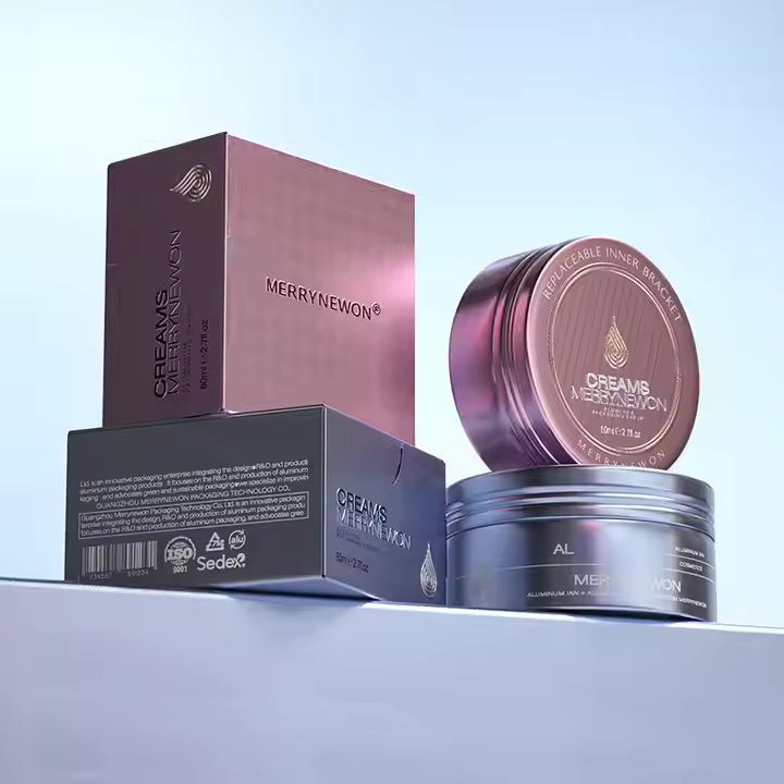 Aluminum cream jars for organic skincare products