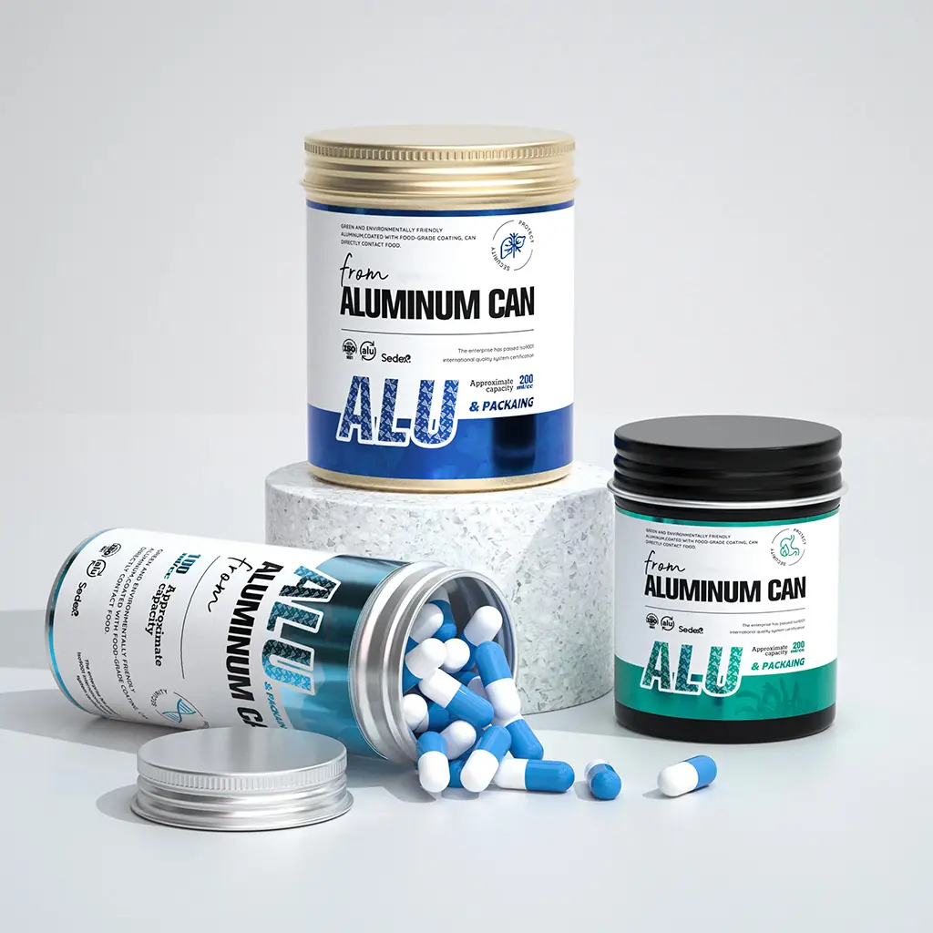 Capsule Aluminum Jar Container Pill Container Packaging for Supplement