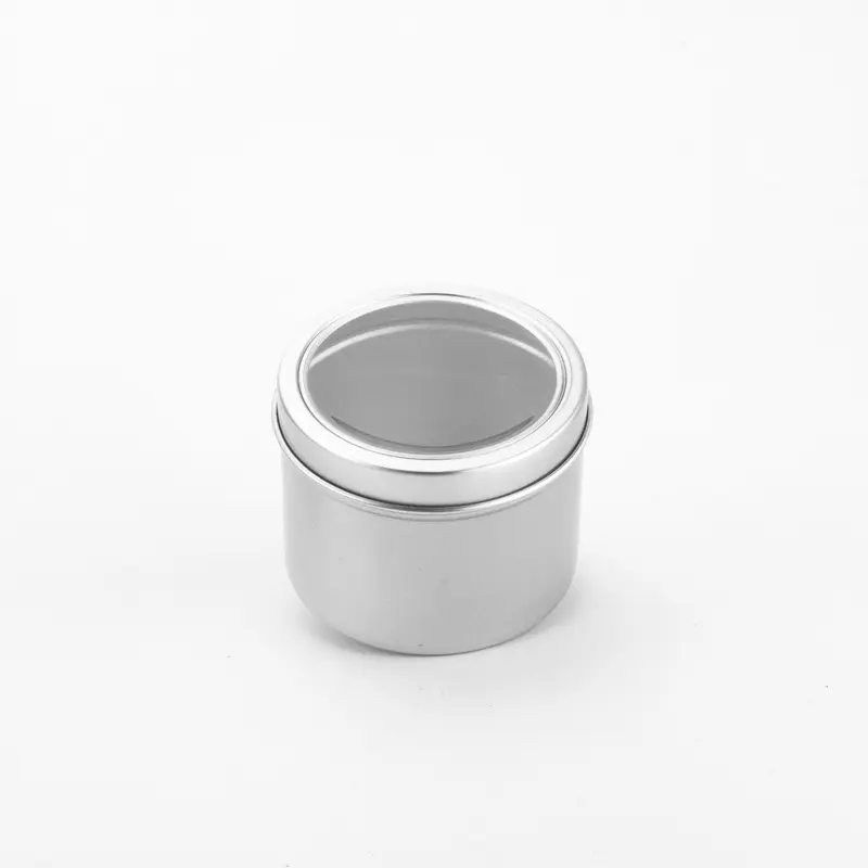 100ml High Quality Cylinder Round Can with clear Window Aluminum Tin