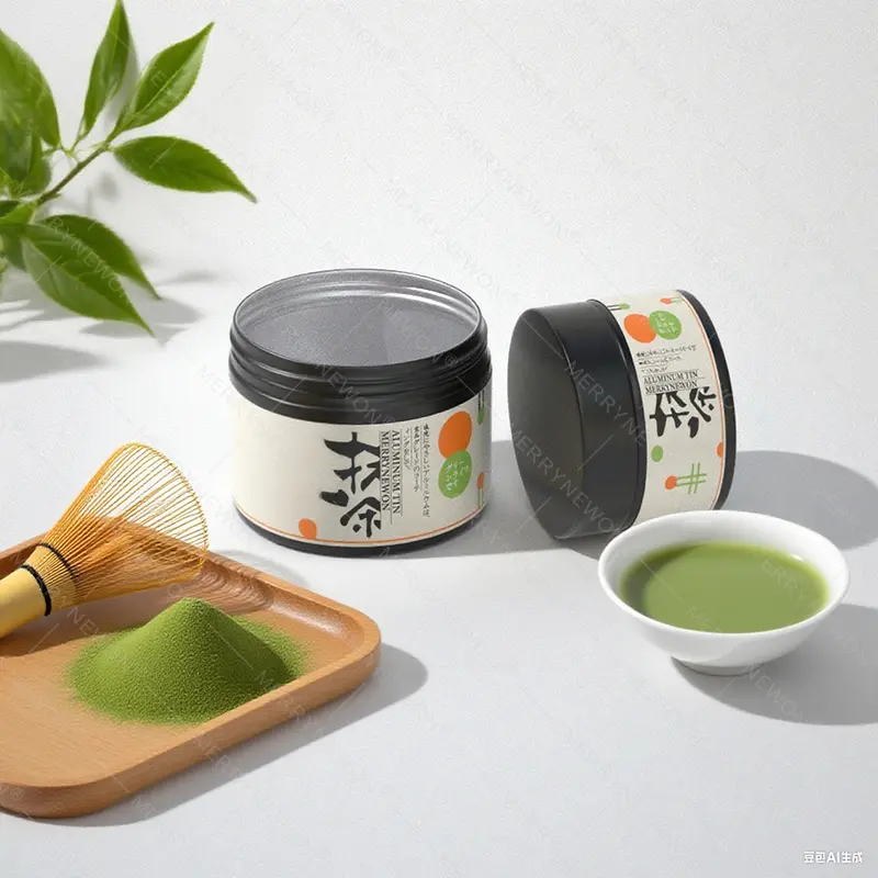 Matcha powder wholesale aluminum jar with customizable logo available