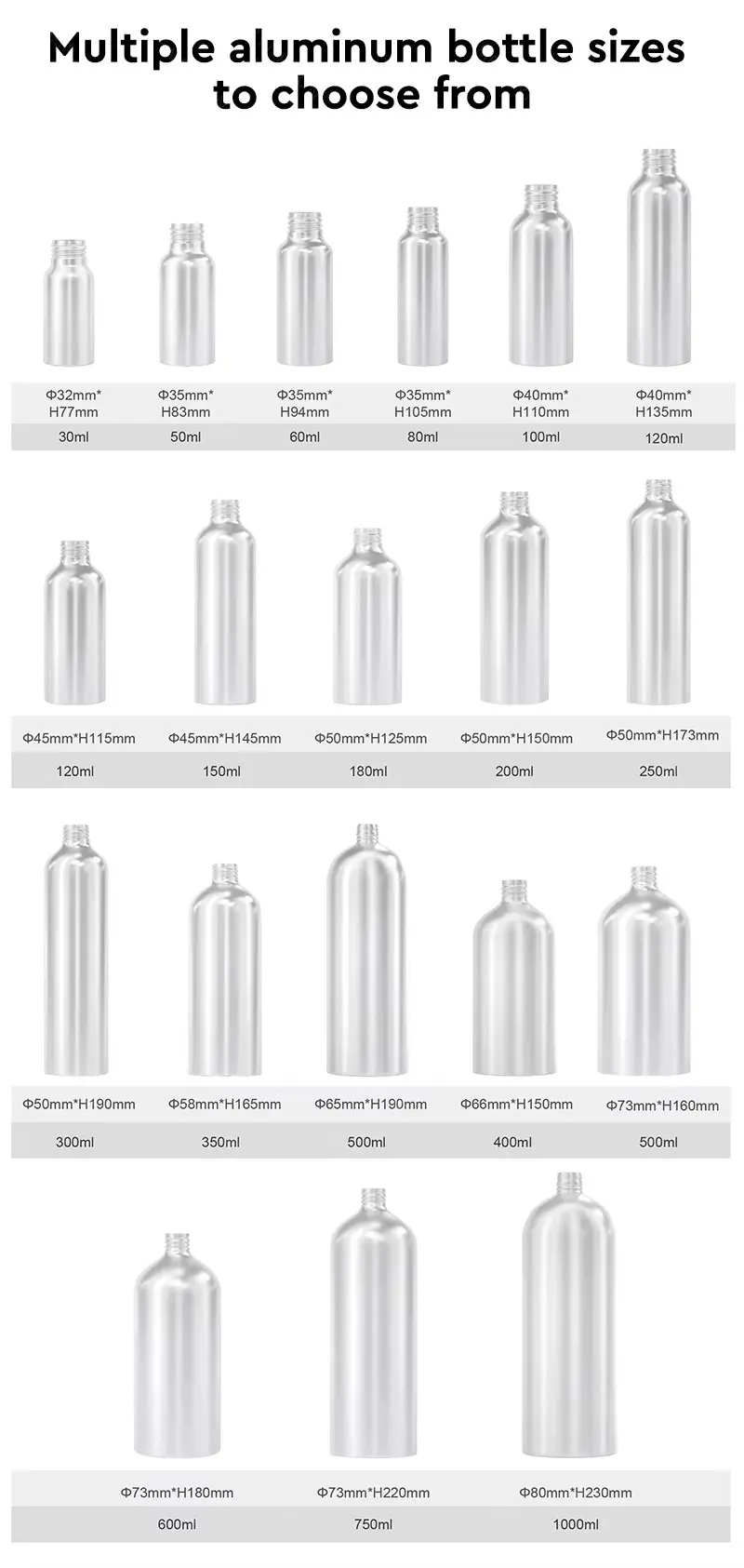 30-1000ml aluminum bottle