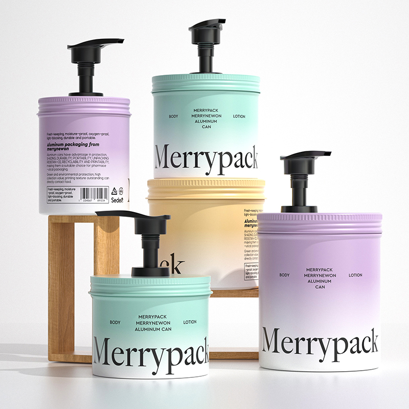 Custom Printing Aluminium Jar with Pump for Skincare & Body Wash Can