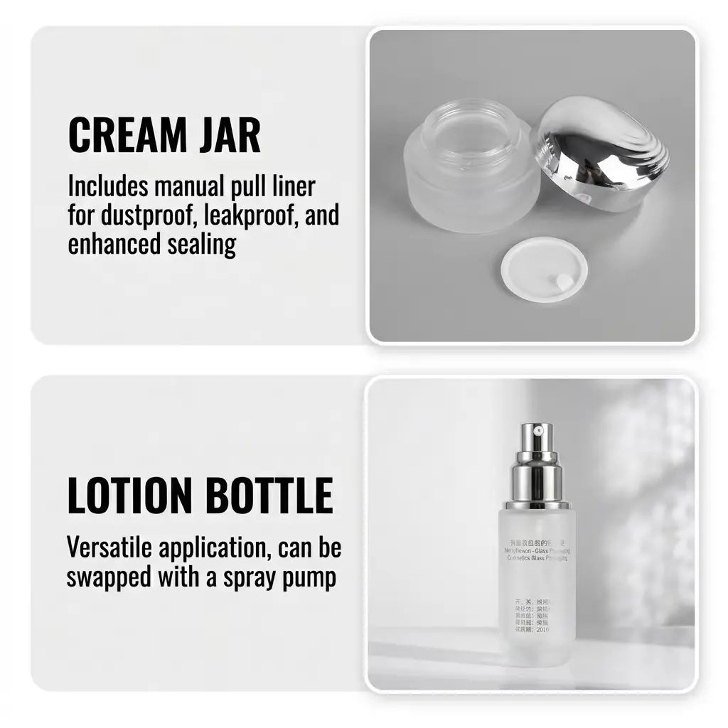 custom glass cosmetic packaging with logo