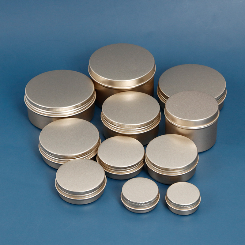 5ml--250ml Round Matte Gold Metal Tin Can Cosmetic Packaging Aluminum Jar