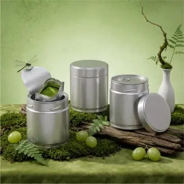 Recyclable Round Tin Cans for Coffee & Green Tea Storage – Eco Food Packaging