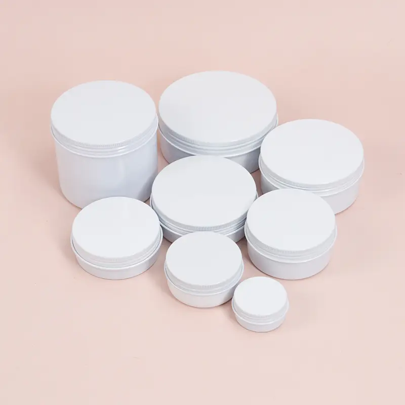 5ml--250ml Round Empty Tin Can White Tin Screw Lid White Aluminum Jar