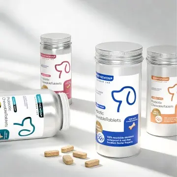 Aluminum Jar & Bottle for Pet Supplement Capsules - 100% Safe