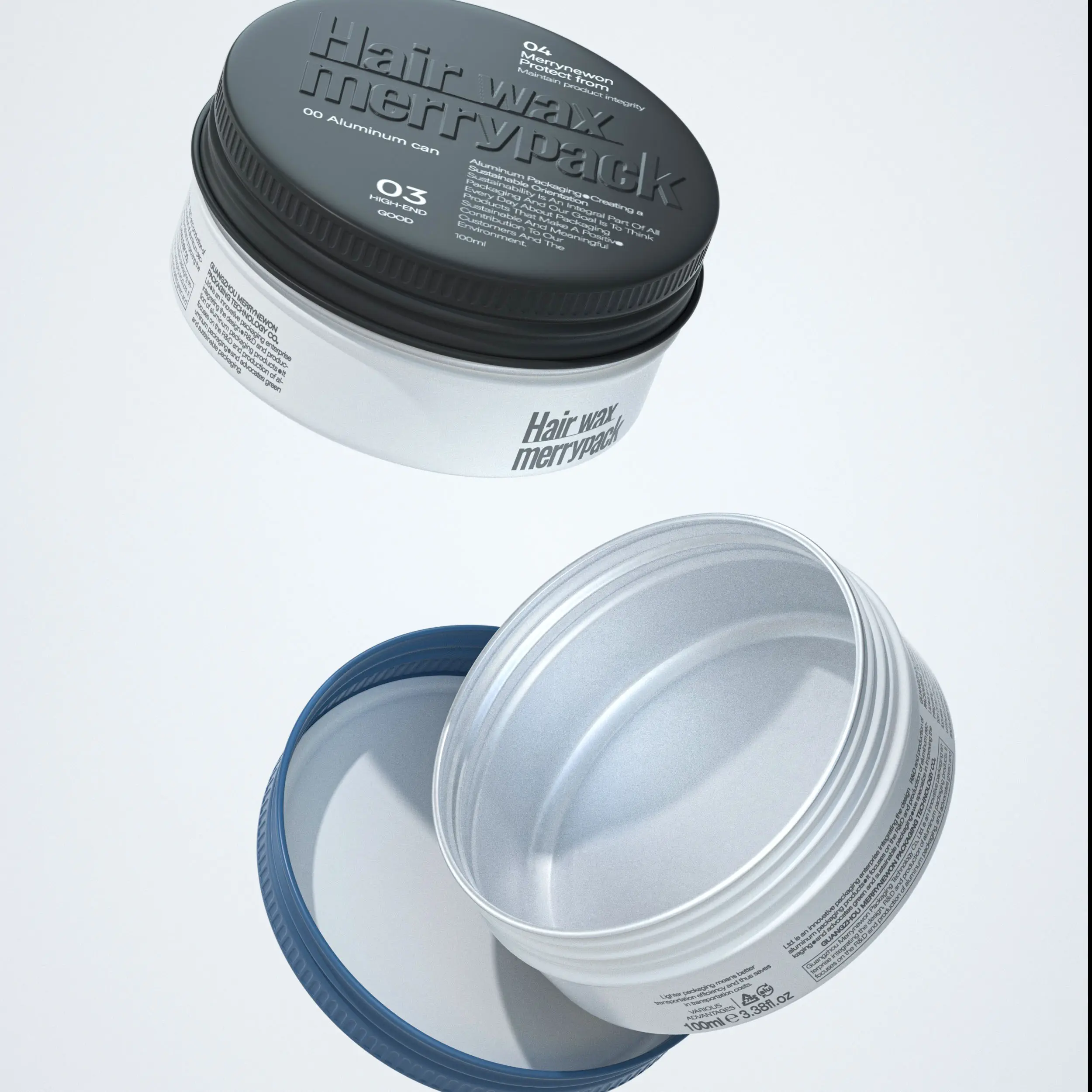 Pomade Container Aluminum Cream Jar Black Tin Containers.webp