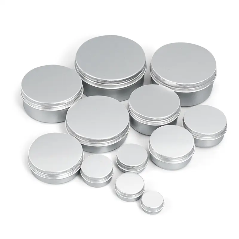 5ml--250ml Round Aluminum Cosmetic Tin Container Metal Aluminum Jar