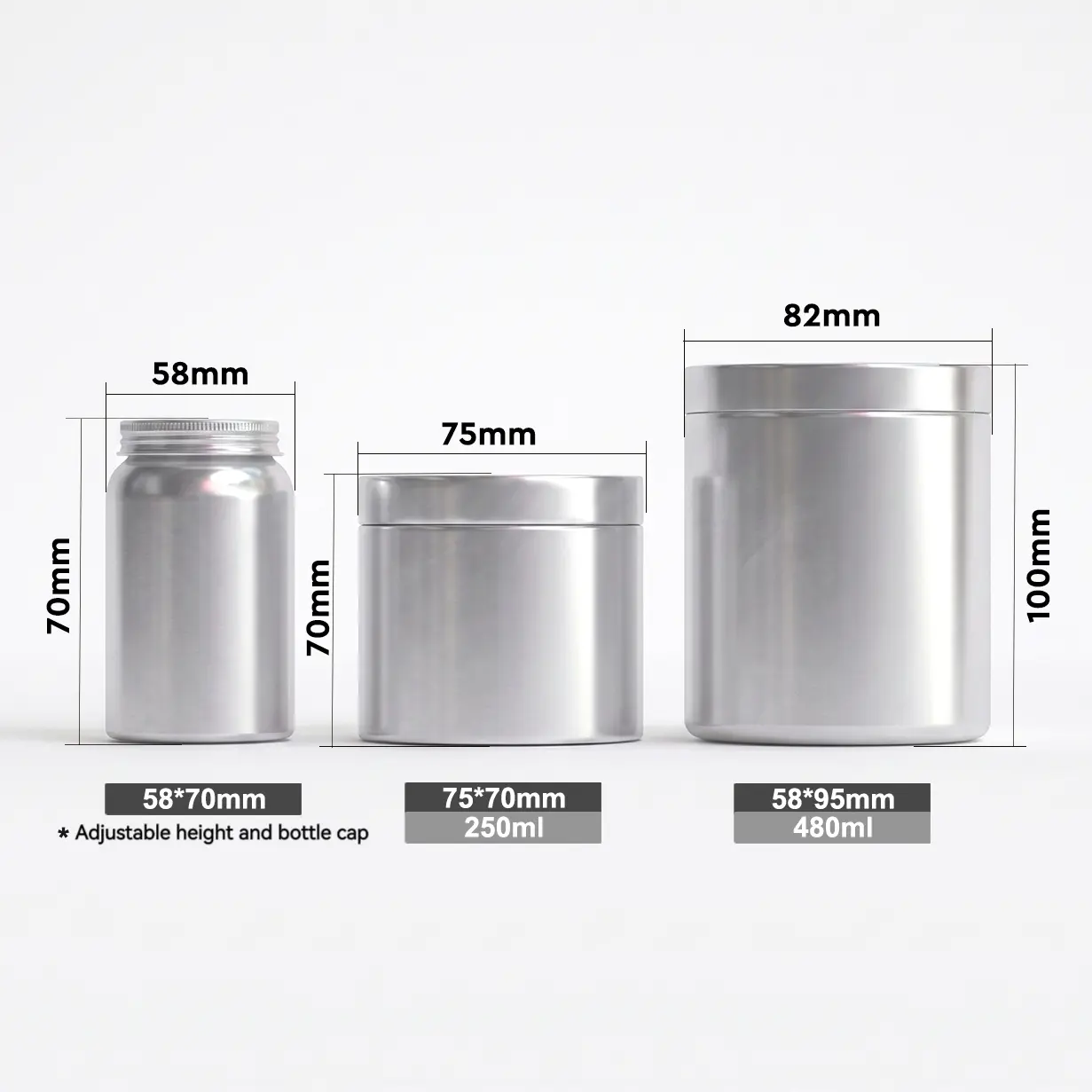 the size of aluminum pill jar  