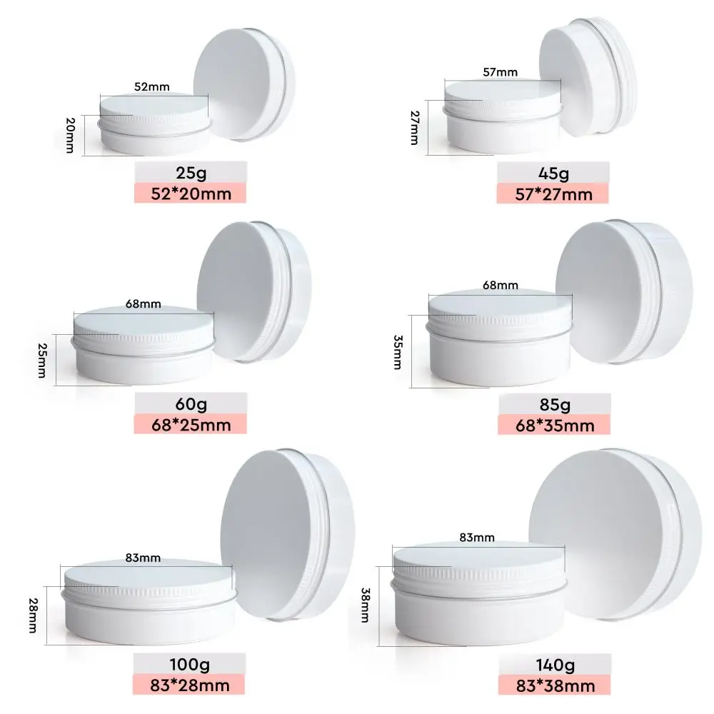 white color cream balm aluminum jar size details （1）(1)