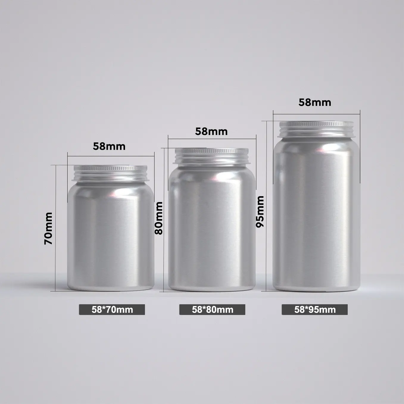 the size of aluminum pill jar  