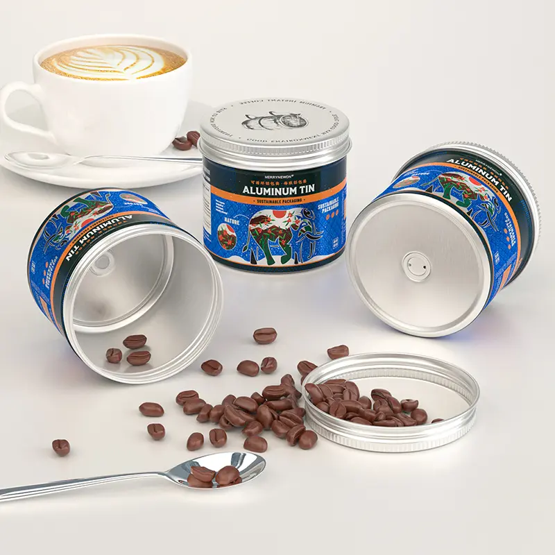 Custom ArtPrinted Aluminum Coffee Jars – DoubleLid, Seamless Design