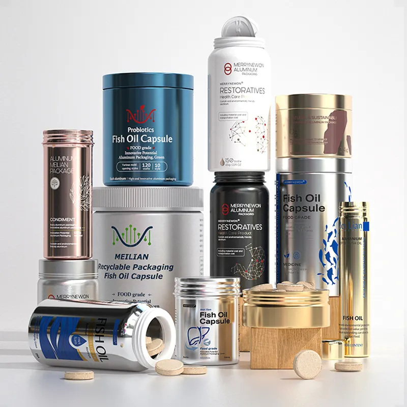 Packaging Custom Aluminum Vitamin Healthcare Capsule Bottles