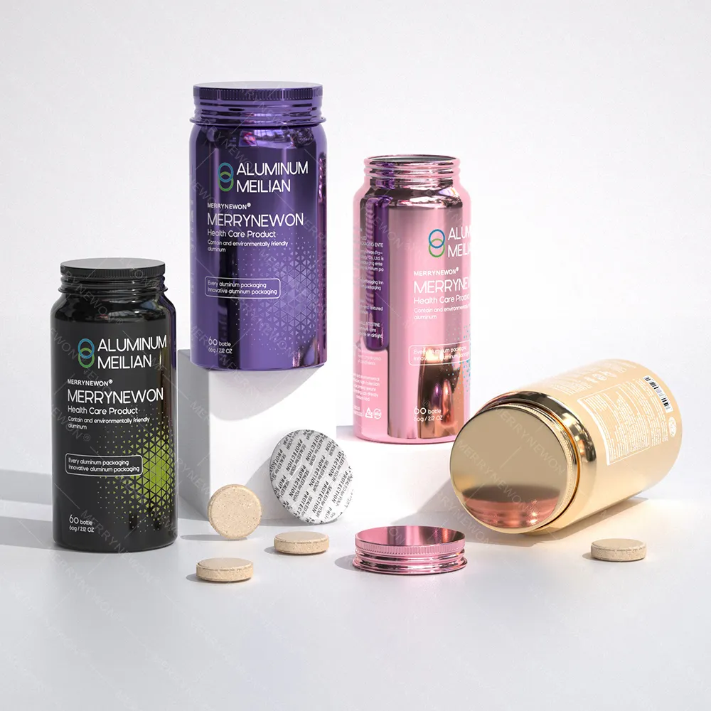 Metal packaging bottles for nutraceuticals or vitamins