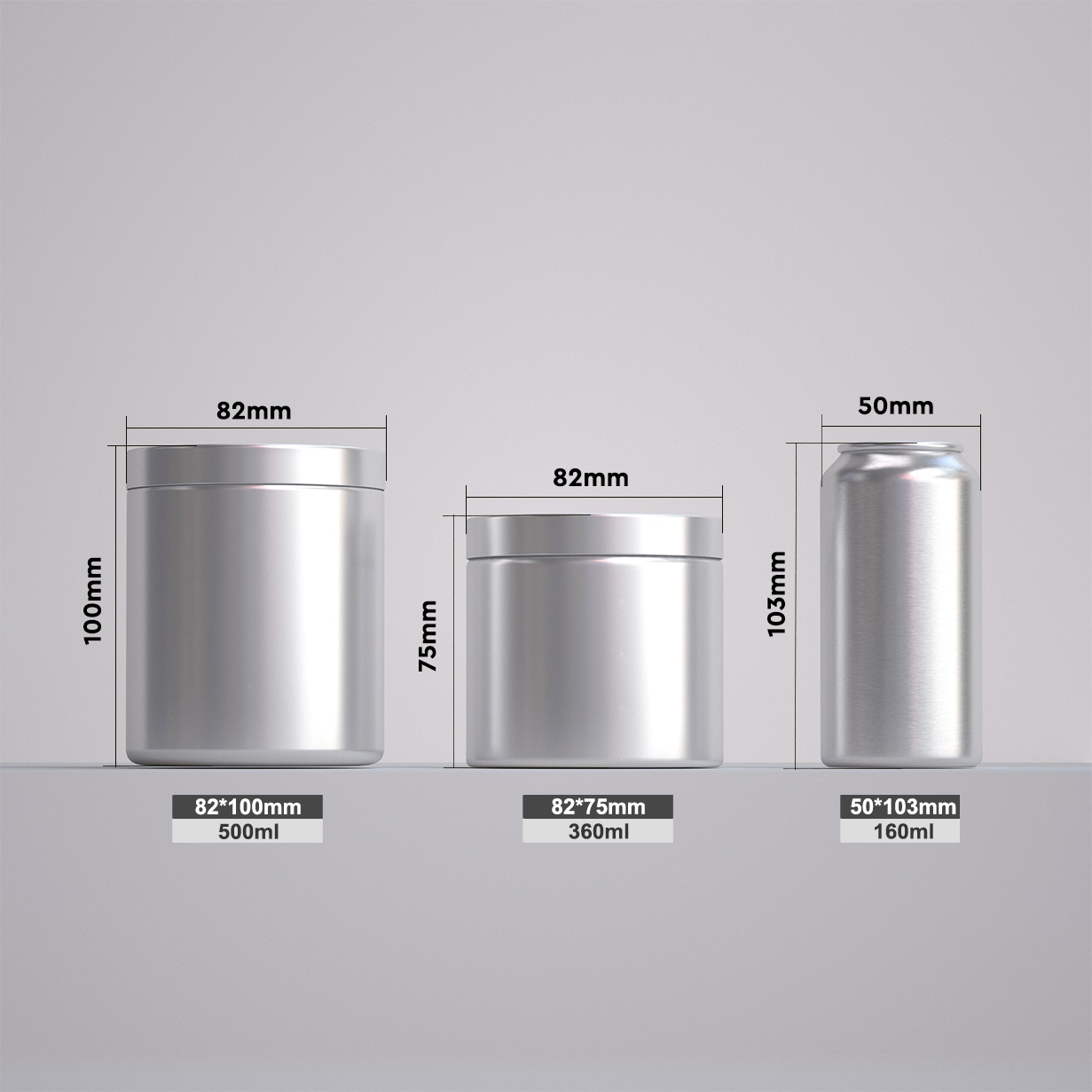 the size of aluminum pill jar  