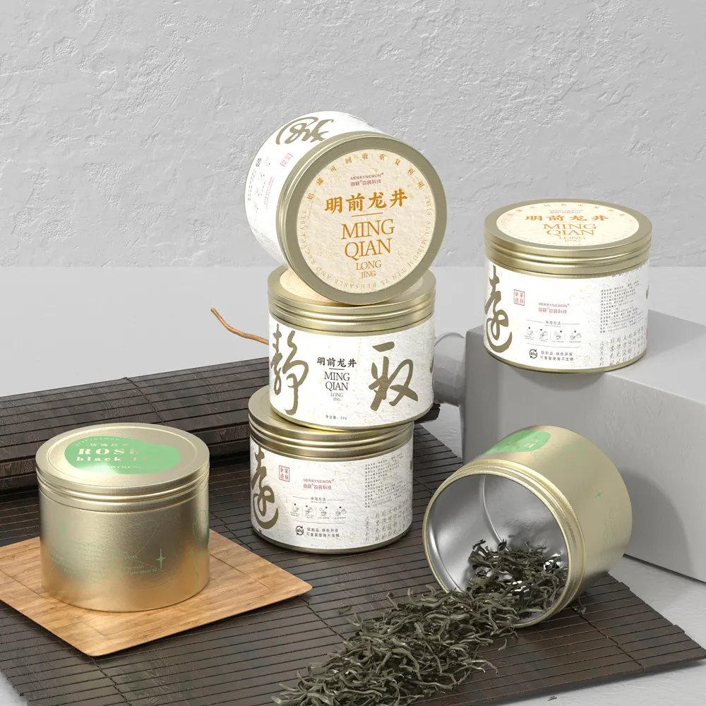 Wholesale Food Grade High Cylinder Tea Aluminum Tin Jars