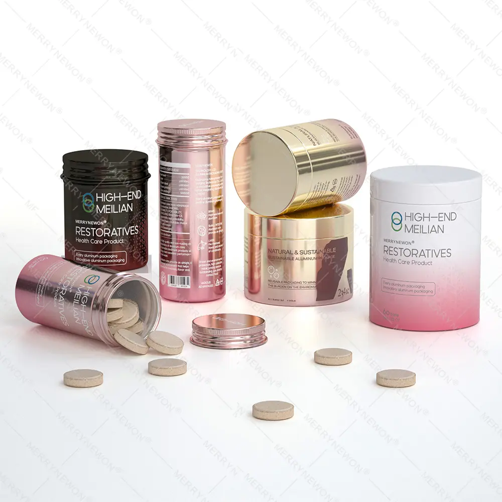 Luxurious Cherry Blossom Pink Aluminum Jar with Golden Accents
