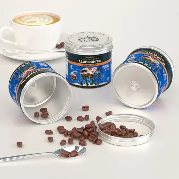 Custom ArtPrinted Aluminum Coffee Jars – DoubleLid, Seamless Design