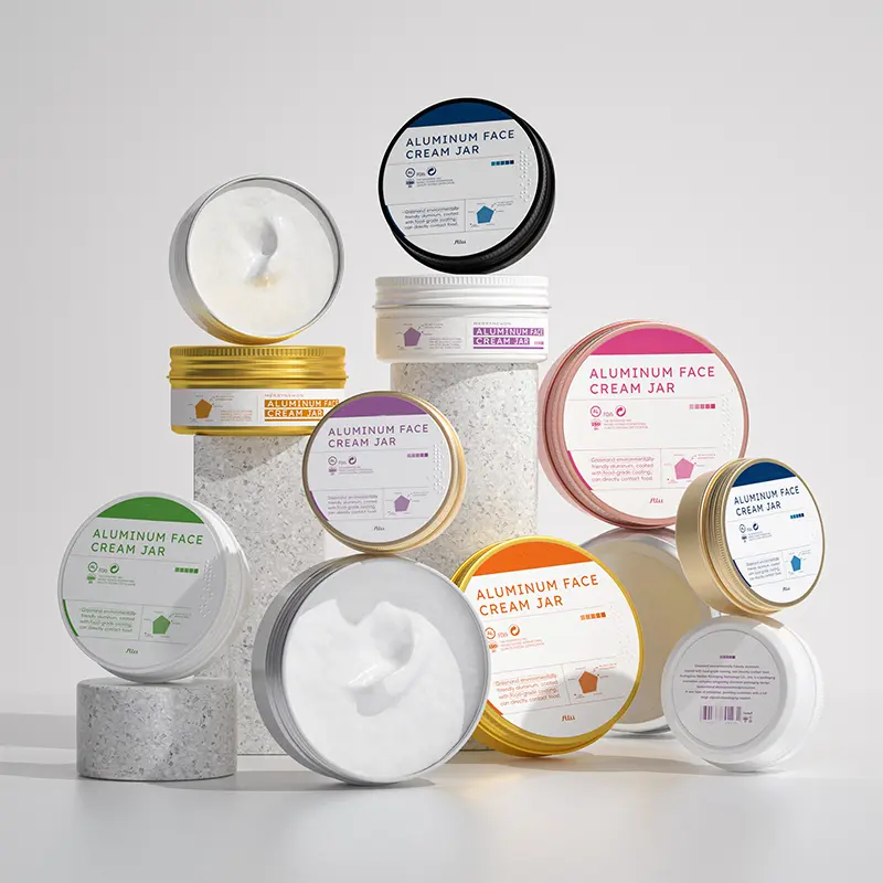 Sticker Printing Metal Aluminium Jar for Cosmetic Cream with Label