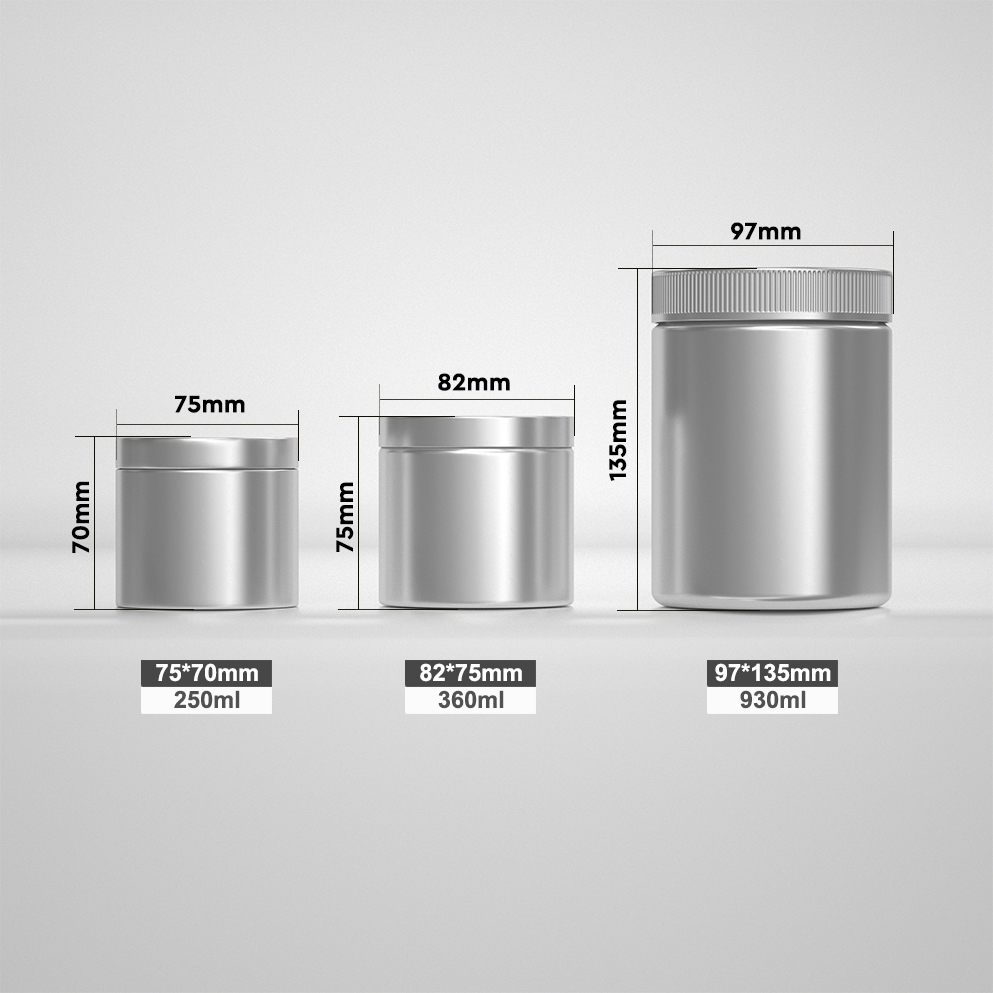 High capacity metal jars for protein powder